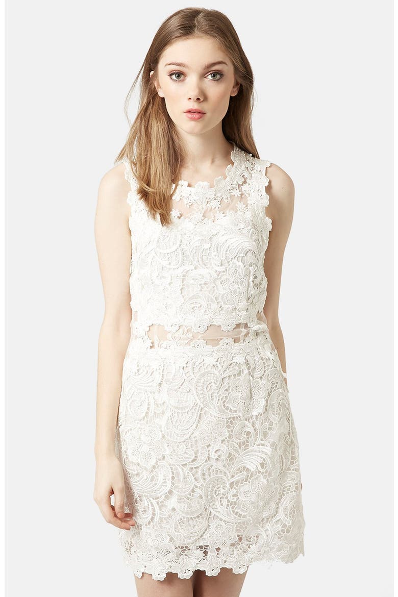 Scallop Lace Dress, Main, color, WHITE