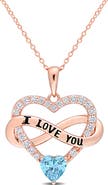 Julianna B. Color Zirconia Infinity Heart Necklace Rose-Plated