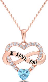 Julianna B. Color Zirconia Infinity Heart Necklace Rose-Plated
