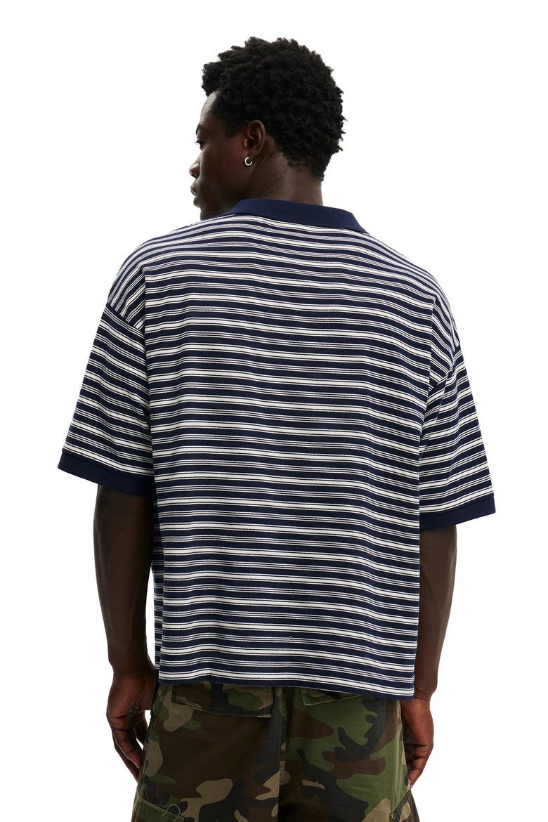 Men's Box Fit Short Sleeve Polo, Alternate, color, Navy Stripe