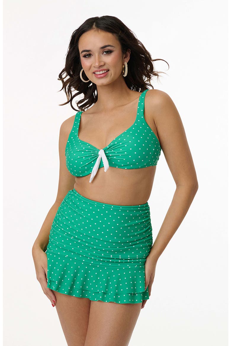 Molded Cup & Bow Swim Top, Main, color, Green/White Dot