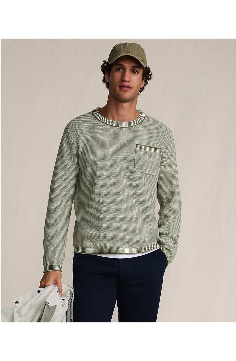 Lands' End Long Sleeve Textured Cotton Crewneck Sweater, Alternate, color, 