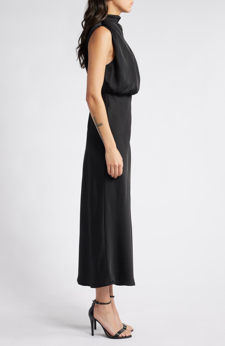 Lulus Distinctive Charm Asymmetric Satin Cocktail Dress, Alternate, color, Black