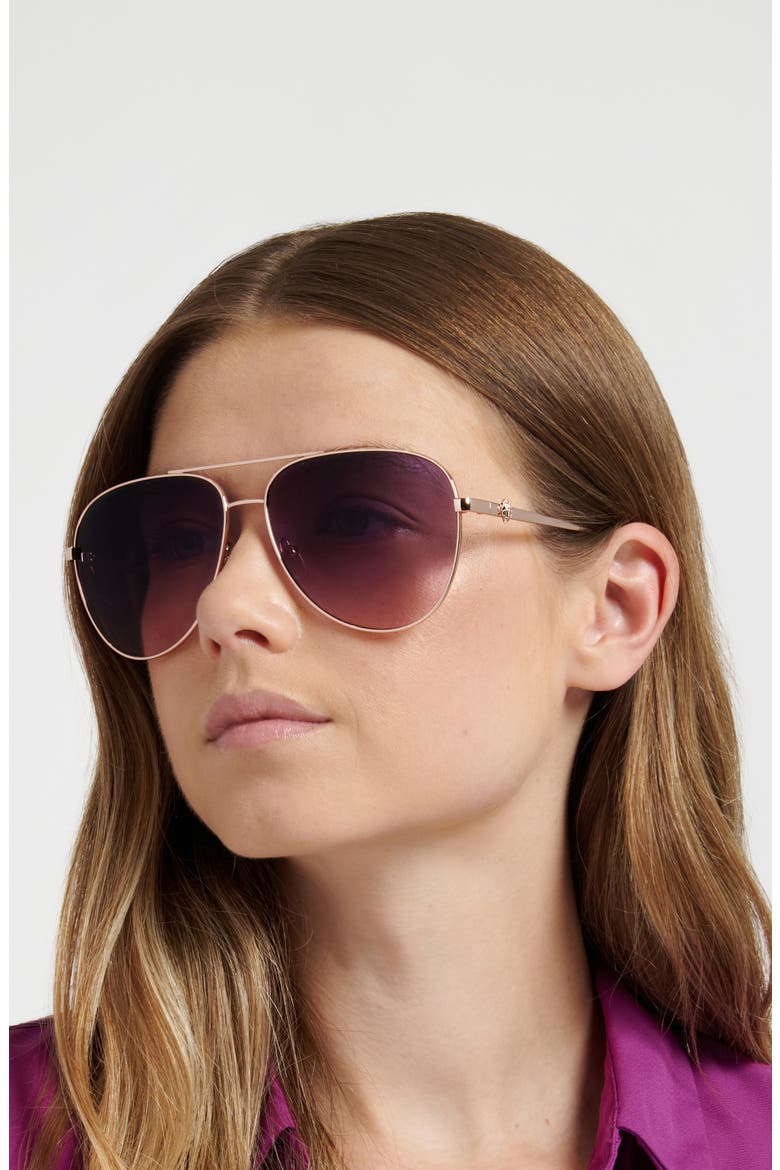65mm Oversize Gradient Pilot Sunglasses, Alternate, color, GOLD COPPER/ PLUM