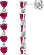 Julianna B. Ruby & Diamond Heart Drop Earrings 14K