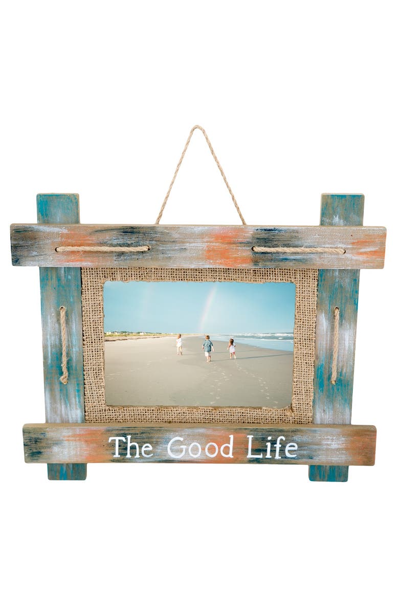Beachcombers Good Life 5X7 Frame With Burlap, Main, color, Blue