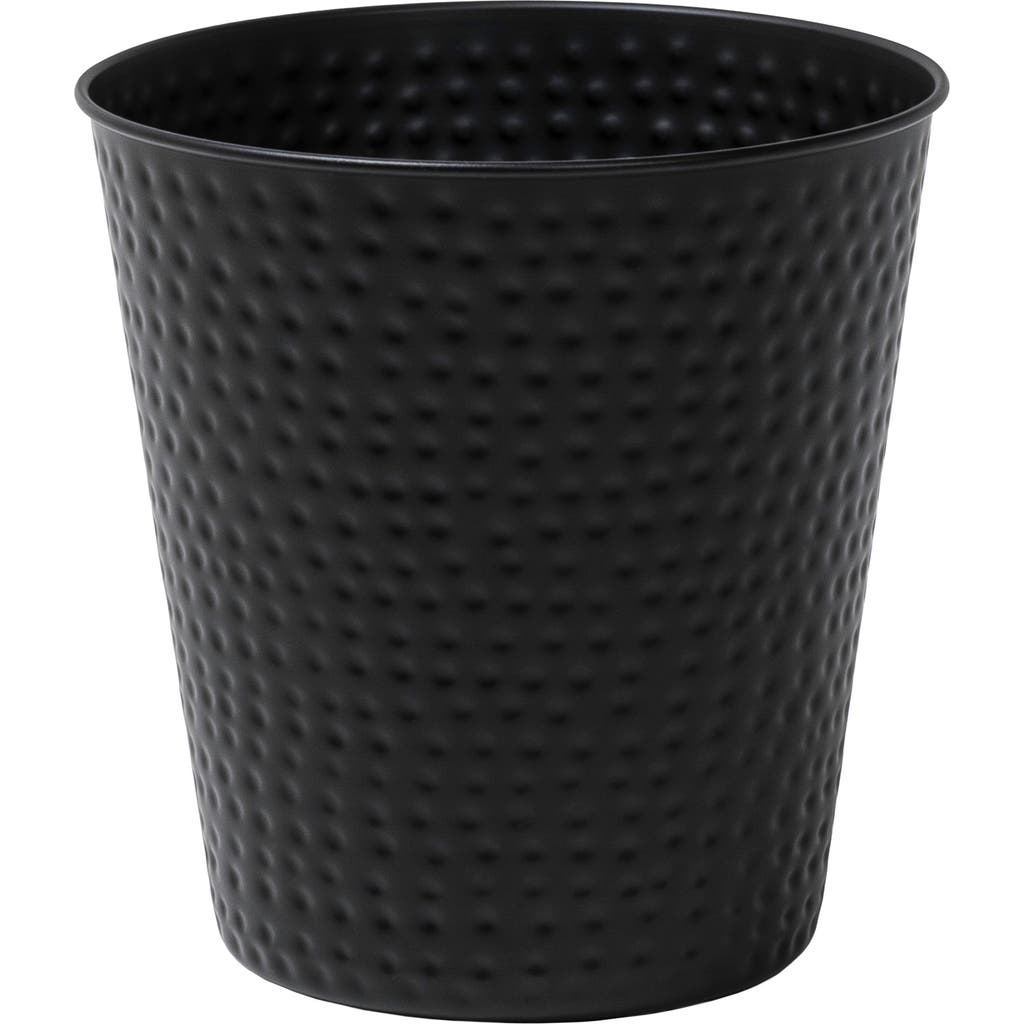 Happimess Axel Modern Minimalist Hammered Steel 2-gallon Wastebasket In Black