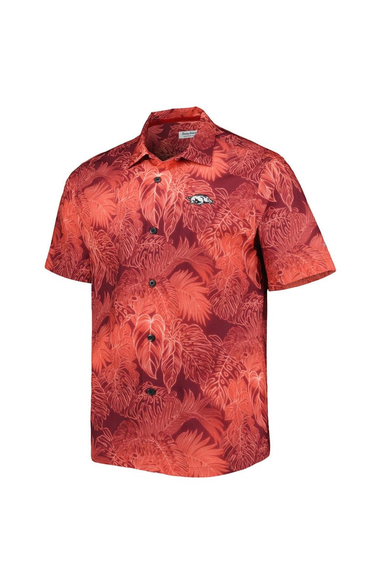 Tommy Bahama Men's Tommy Bahama Cardinal Arkansas Razorbacks Coast Luminescent Fronds IslandZone Button-Up Camp Shirt, Alternate, color, 