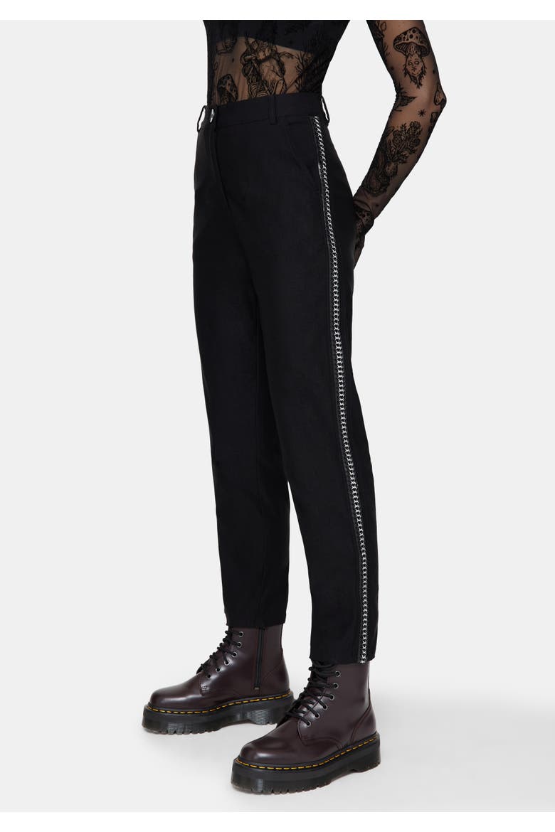 Nocturne Tapered Trouser With Chain Trim, Alternate, color, Black