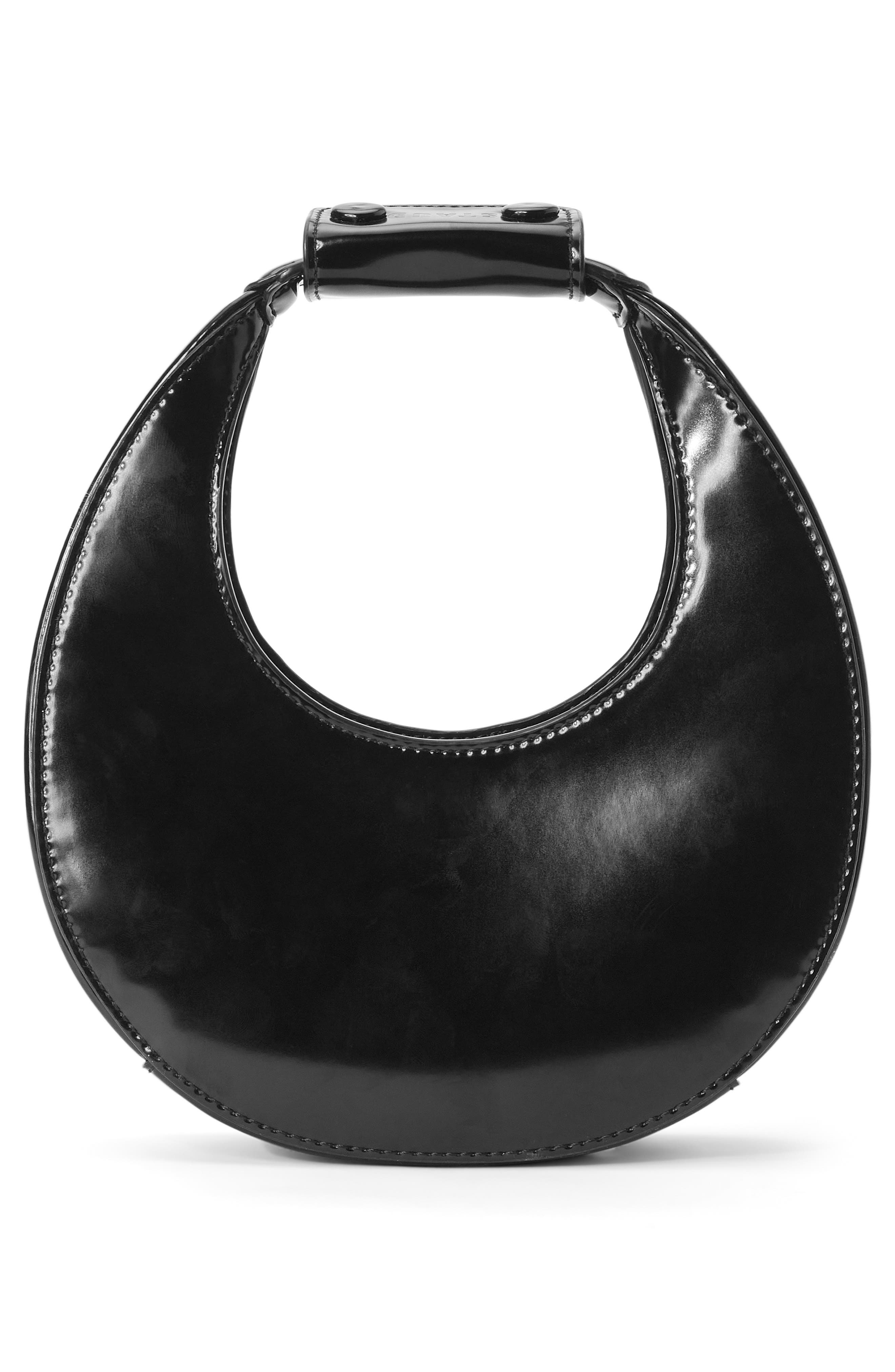 STAUD Mini Moon Leather Bag, Alternate, color, Black