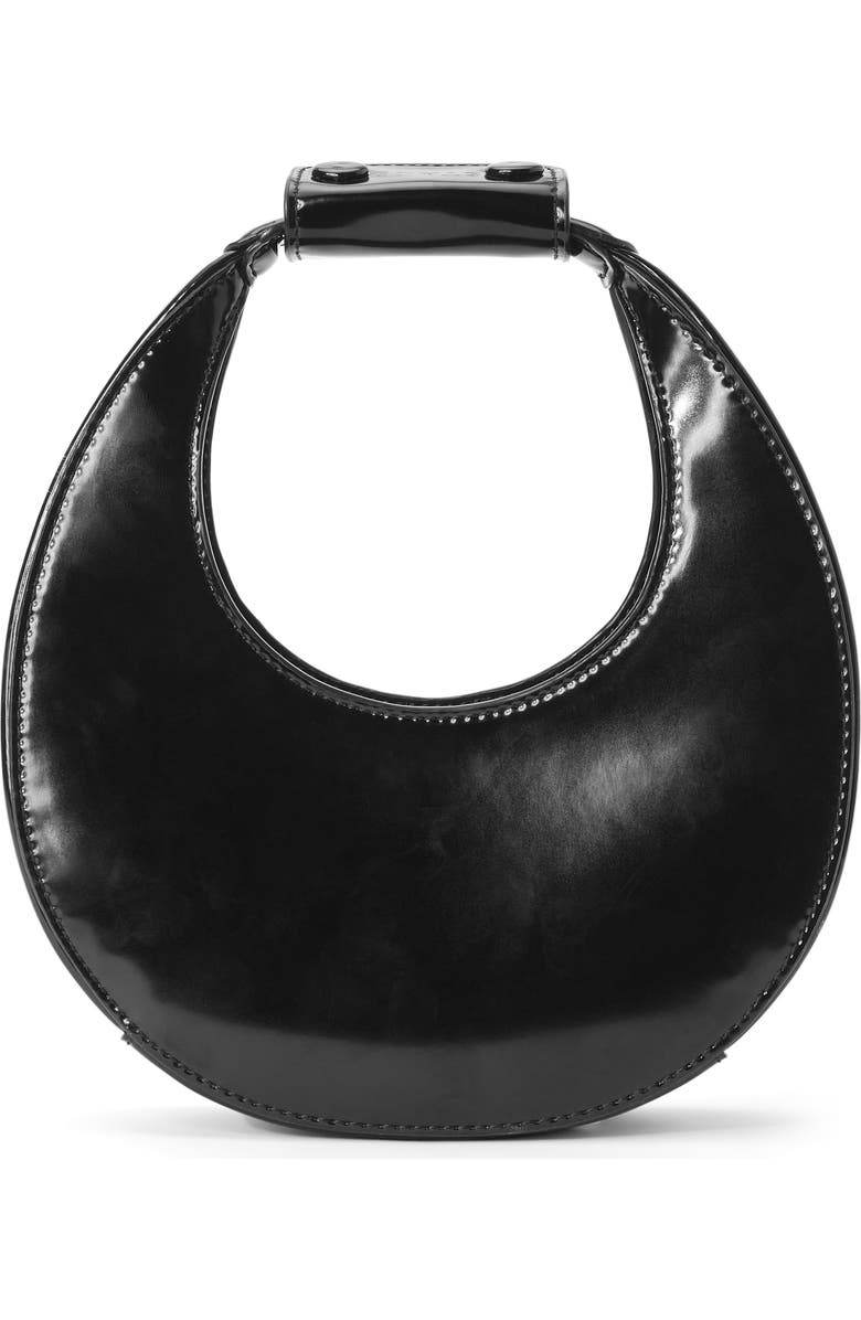 STAUD Mini Moon Leather Bag, Alternate, color, Black
