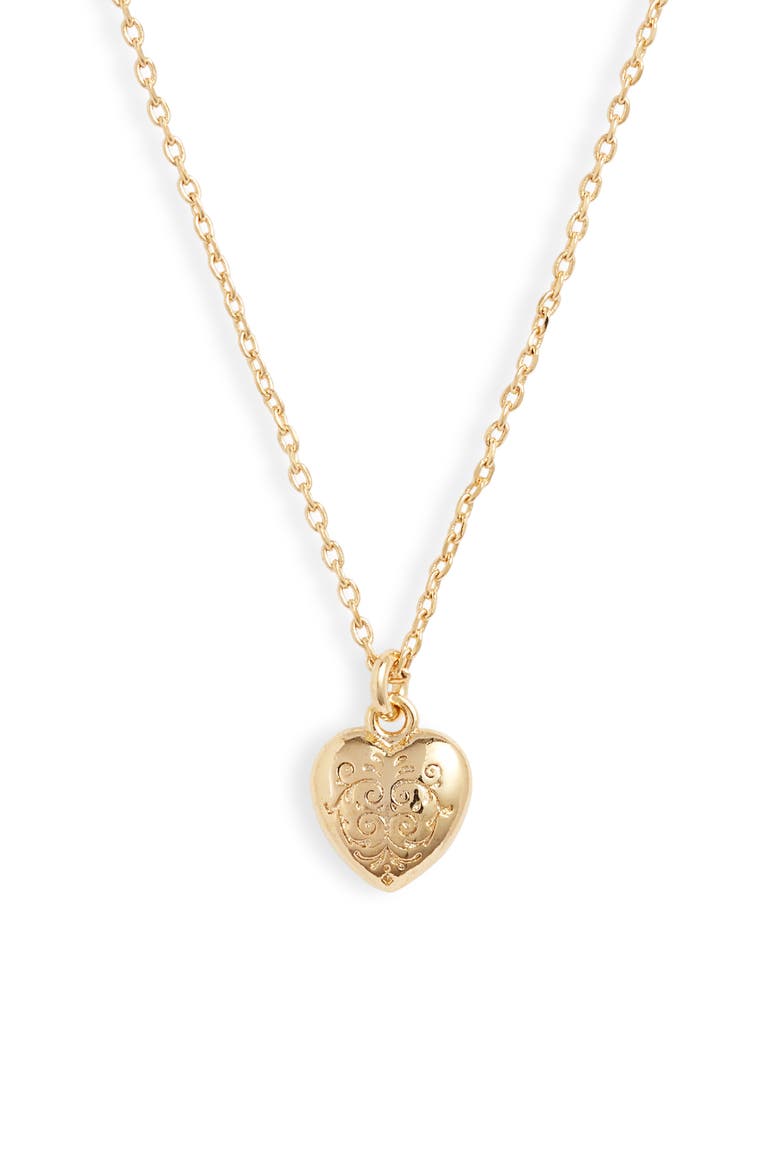 Engraved Heart Pendant Necklace, Main, color, GOLD