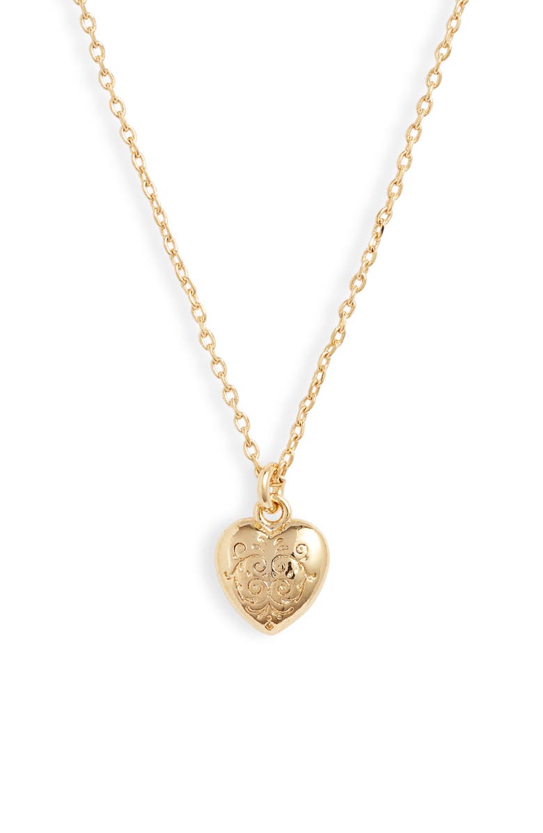 Estella Bartlett Engraved Heart Pendant Necklace, Main, color,