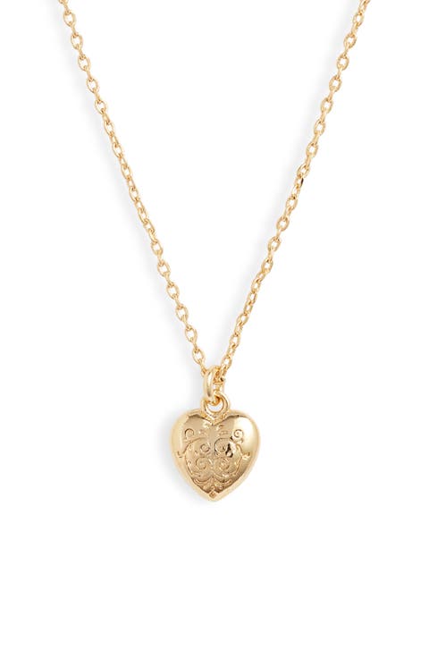 Engraved Heart Pendant Necklace