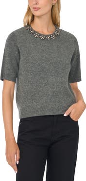 CeCe Embellish Collar Sweater