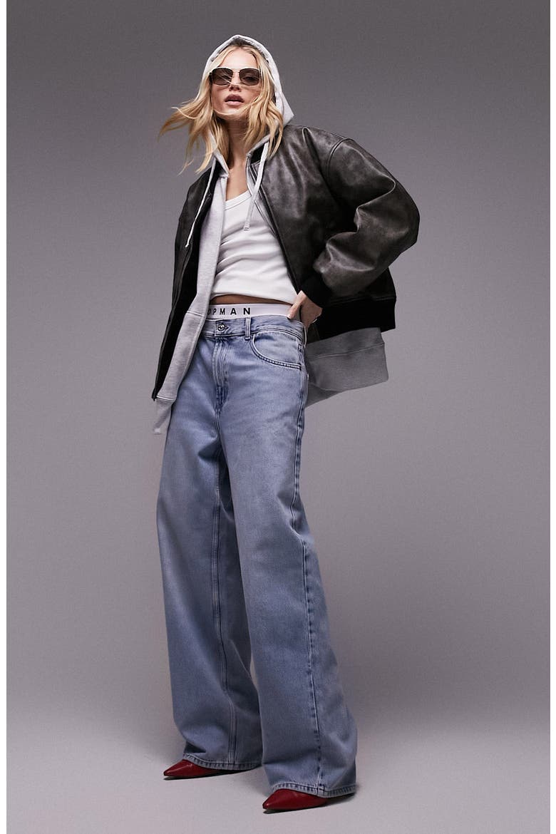 Faux Leather Bomber Jacket, Alternate, color, BROWN