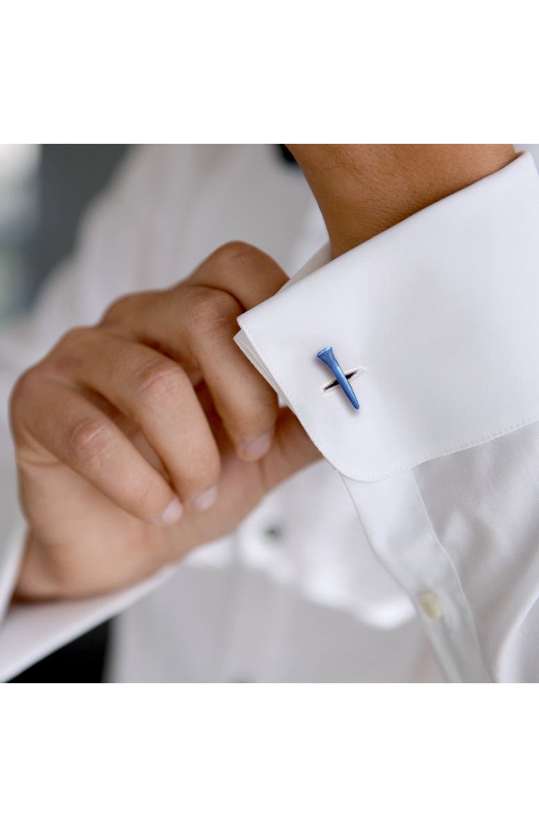 Jan Leslie Golf Ball and Tee Sterling Cufflinks, Alternate, color, Blue