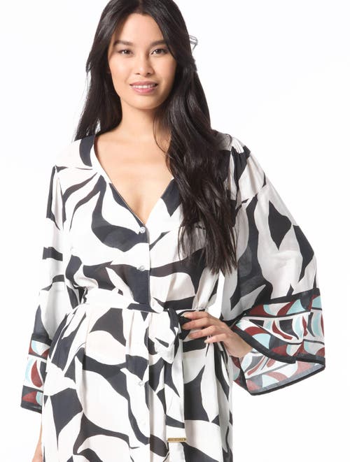 Vince Camuto Robe Cover Up In Black/white