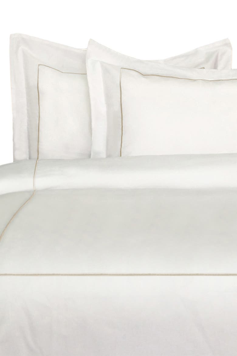 Marrow Stripe Cotton Percale Duvet Set, Alternate, color, IVORY/WHITE