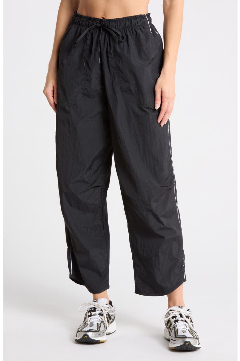 Breakaway Crinkled Track Ankle Pants, Main, color, BLACK