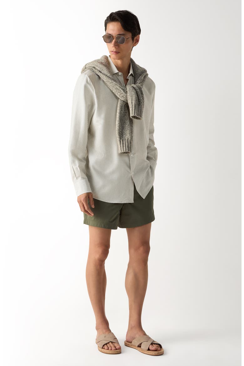 Silk Shirt, Alternate, color, PINE GREEN/ WHITE