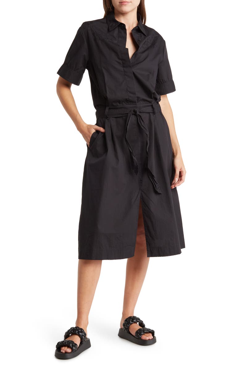 rag & bone Jade Embroidered Yoke Cotton Midi Shirtdress, Main, color, 