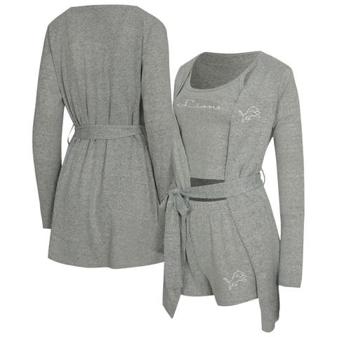 Women's Concepts Sport  Heather Gray Detroit Lions Rigor Tank, Short & Robe Set