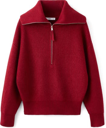 MANGO Rizin Rib Half Zip Sweater | Nordstrom