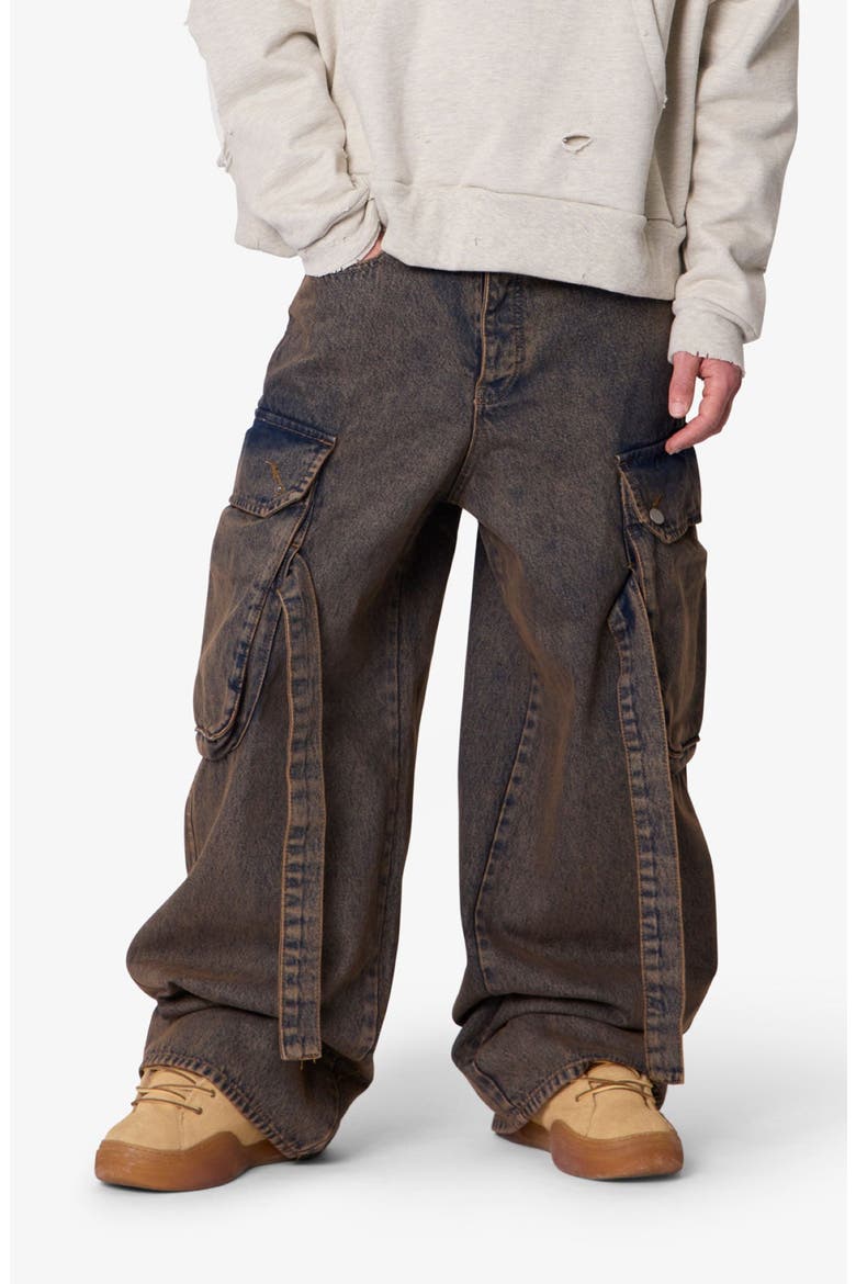 Washed Cargo Jeans, Alternate, color, WASHED BROWN