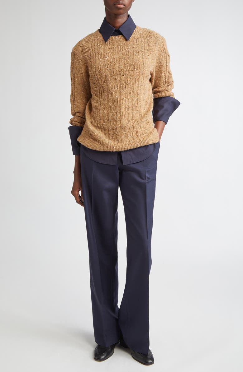 Lafayette 148 New York Cashmere Donegal Cable Sweater, Alternate, color, Cammello Multi