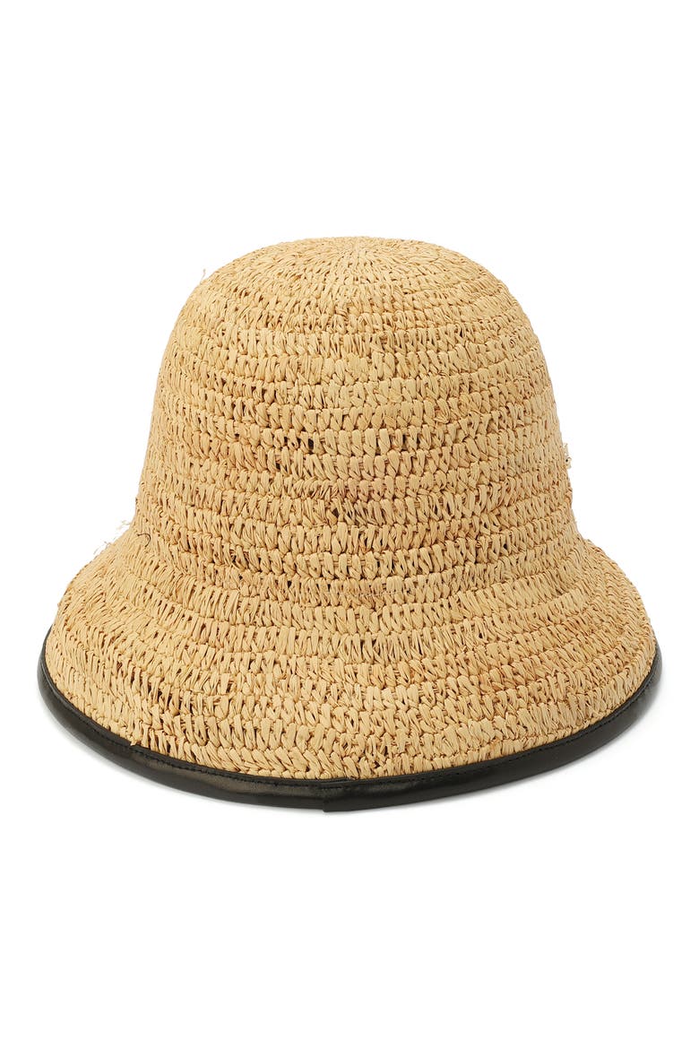 piped straw cloche hat, Alternate, color, BLACK