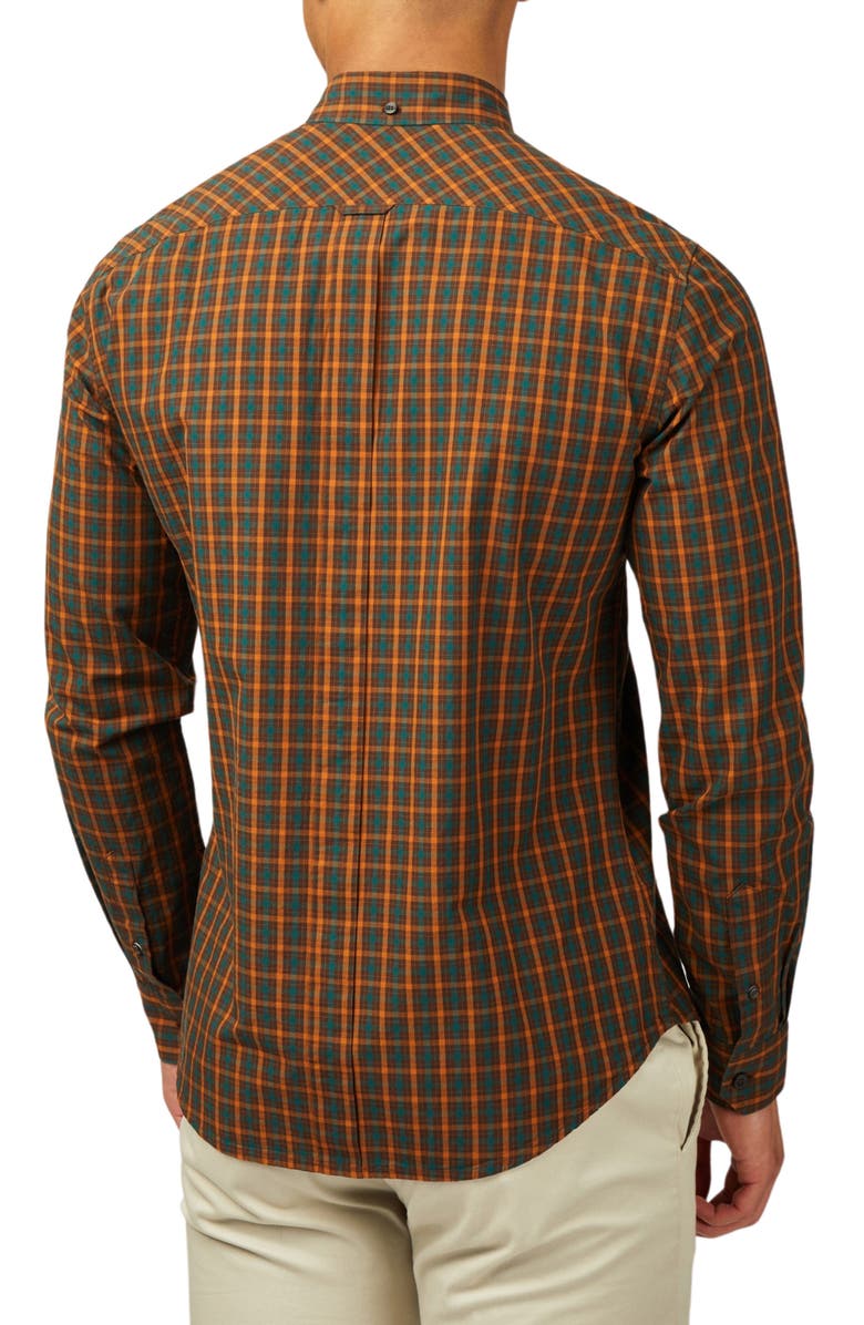 Ben Sherman Signature House Check Organic Cotton Button-Down Shirt, Alternate, color, Orange