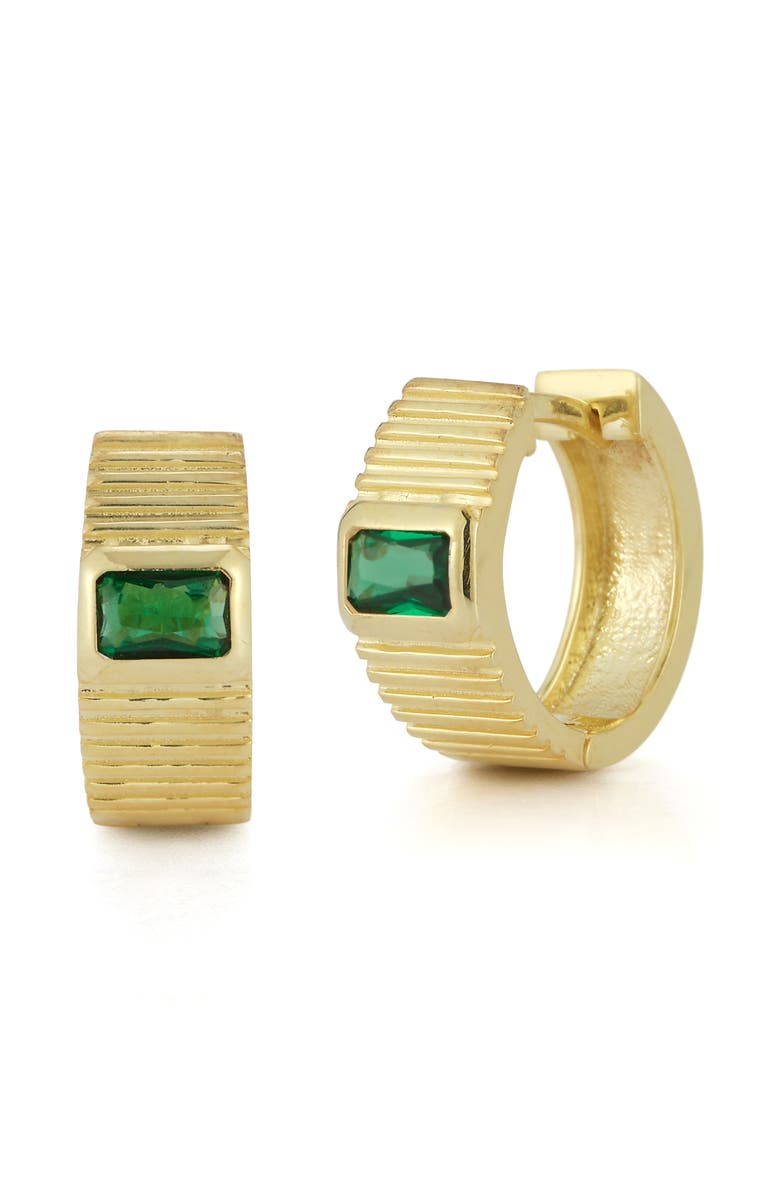 CHLOE AND MADISON Cubic Zirconia Vintage Hoop Earrings, Main, color, Gold