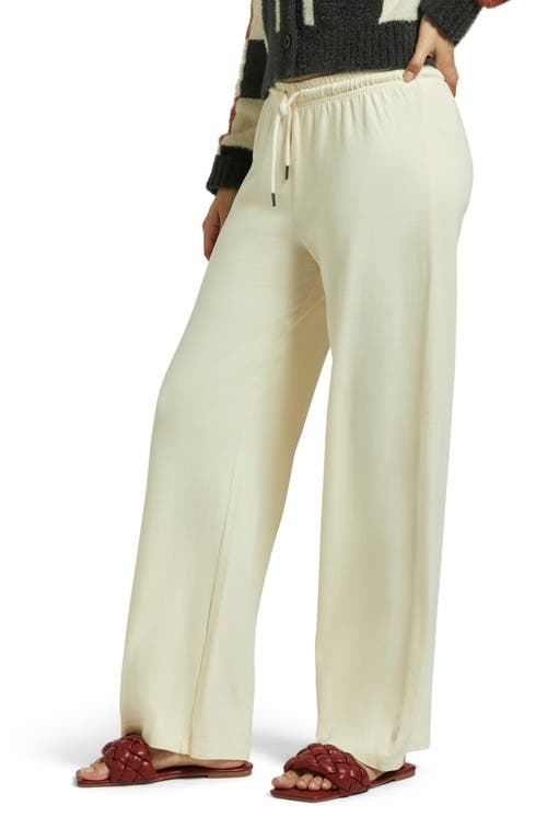 Brixton Carefree Organic Cotton Wide Leg Lounge Pants In White Smoke