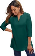 Jessica London Stretch Cotton Notch Neck Tunic
