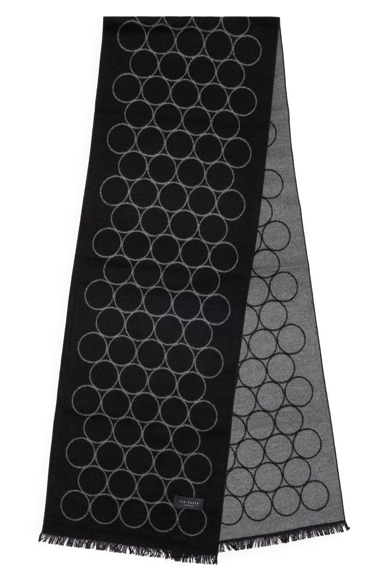 Circle Silk Reversible Scarf, Alternate, color, BLACK