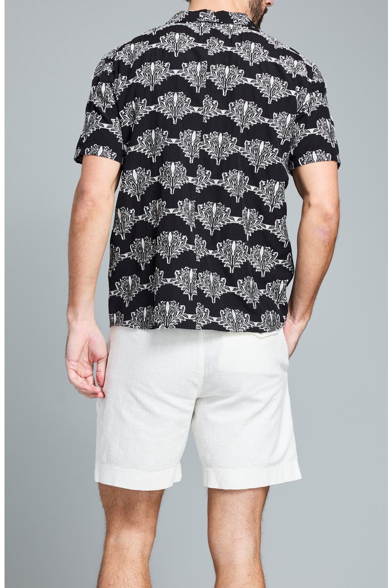 Botanical Cotton Camp Shirt, Alternate, color, BLACK