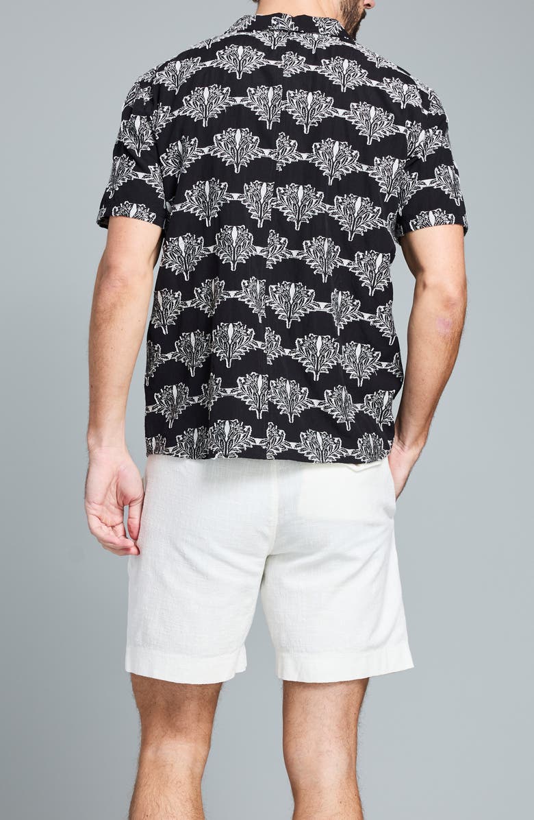 Billy Reid Botanical Cotton Camp Shirt, Alternate, color, Black