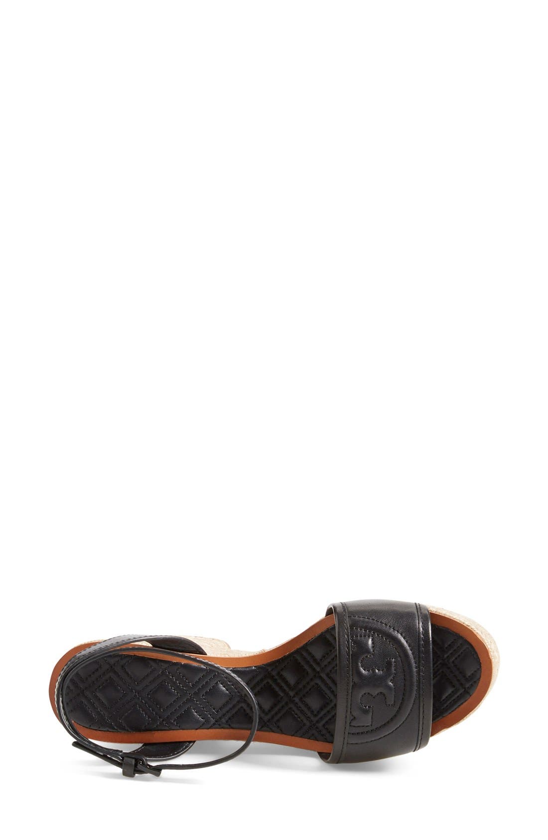 'Marion' Quilted Platform Sandal, Alternate, color, BLACK