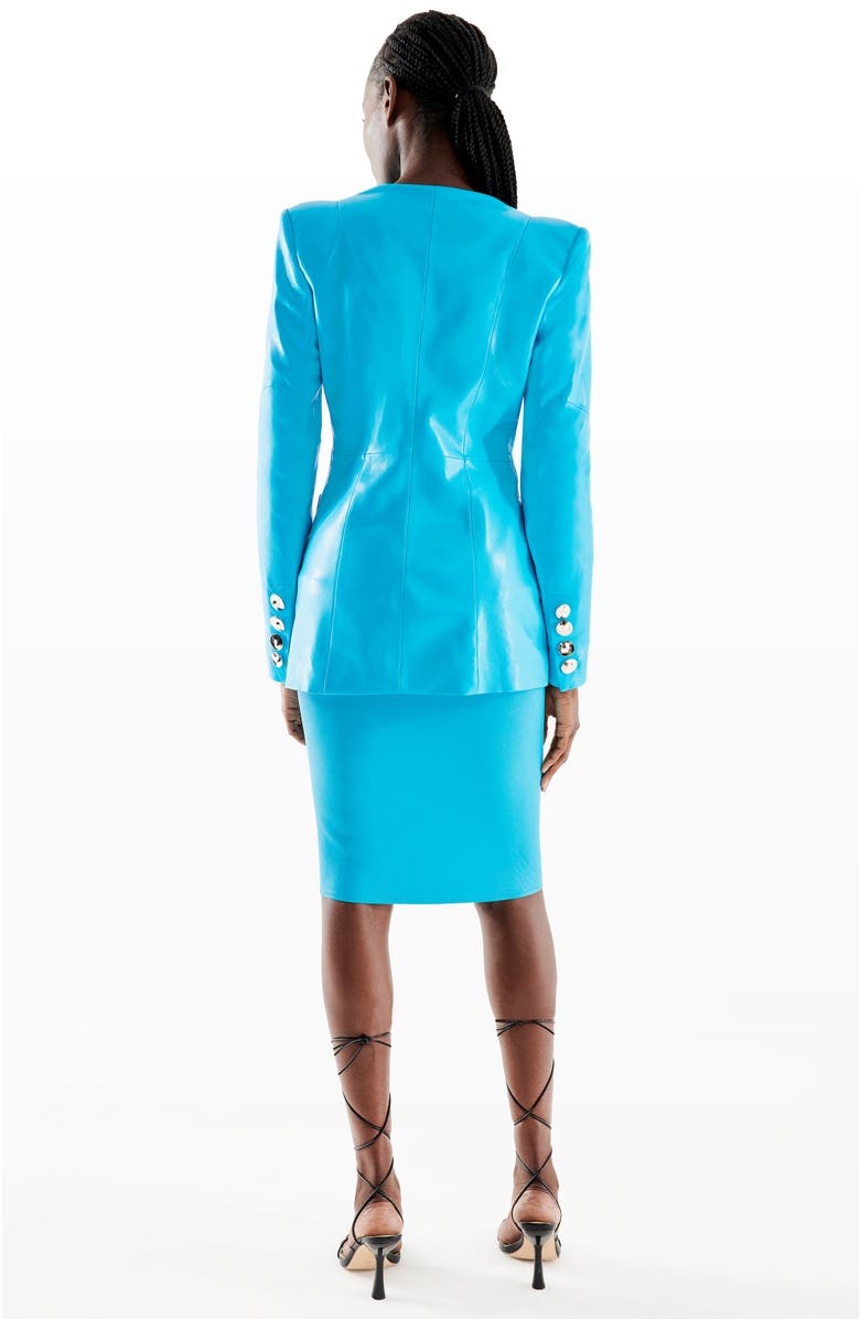 AS by DF Claude Recycled Leather Blazer, Alternate, color, Fiji Blue