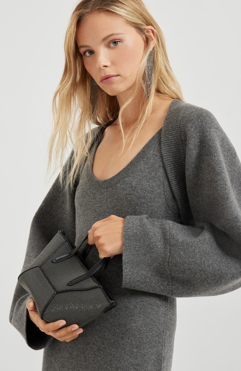 Brunello Cucinelli Precious BC Duo mini bag, Alternate, color, Black