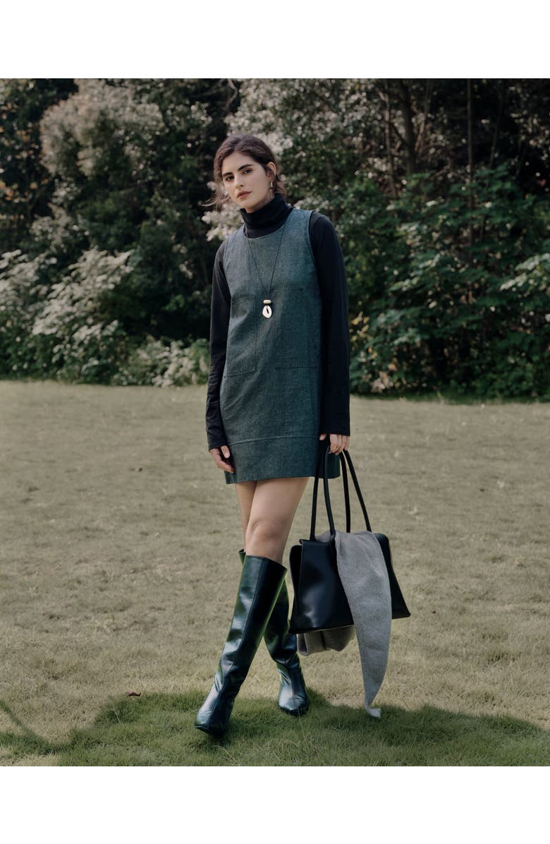 JUANA Denim Atelier Shift Dress, Alternate, color, Black