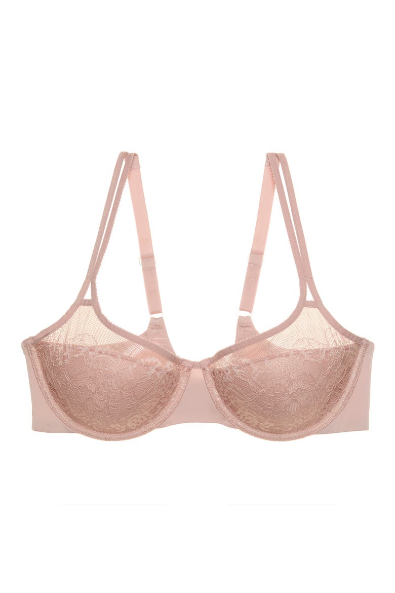 Graceful Underwire Balconette Bra, Alternate, color, ROSE/ IVORY