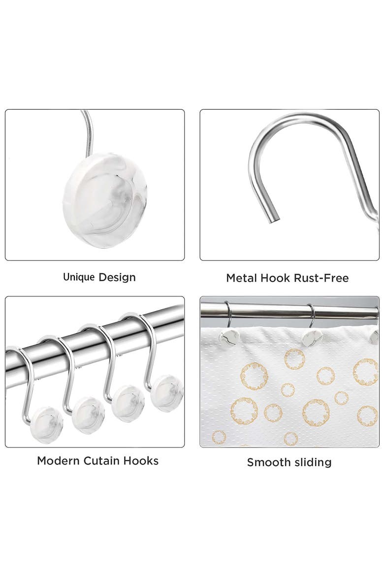 12-Piece Decorative Shower Curtain Rings Set, Alternate, color, N/A