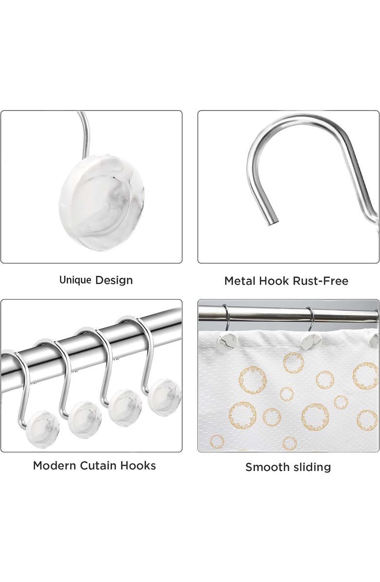 J AND V TEXTILES 12-Piece Decorative Shower Curtain Rings Set, Alternate, color, N/A