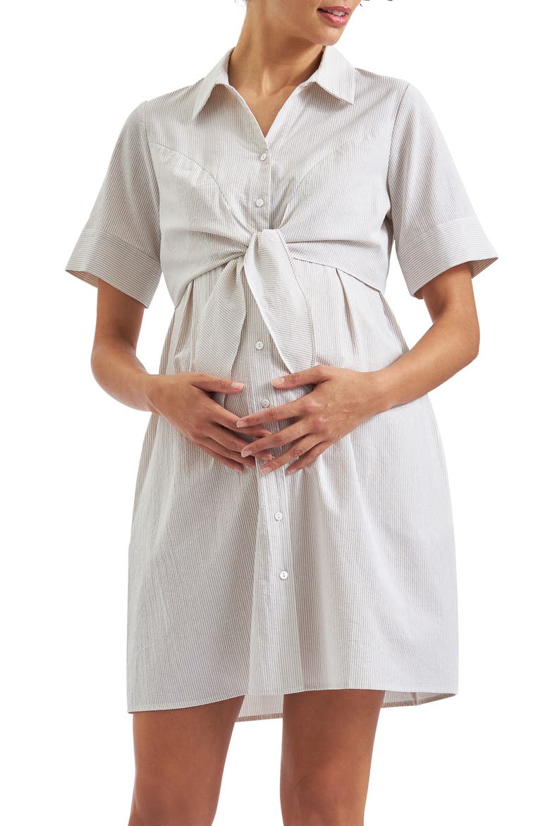 Bronte Tie Up Dress, Main, color, NATURAL WHITE
