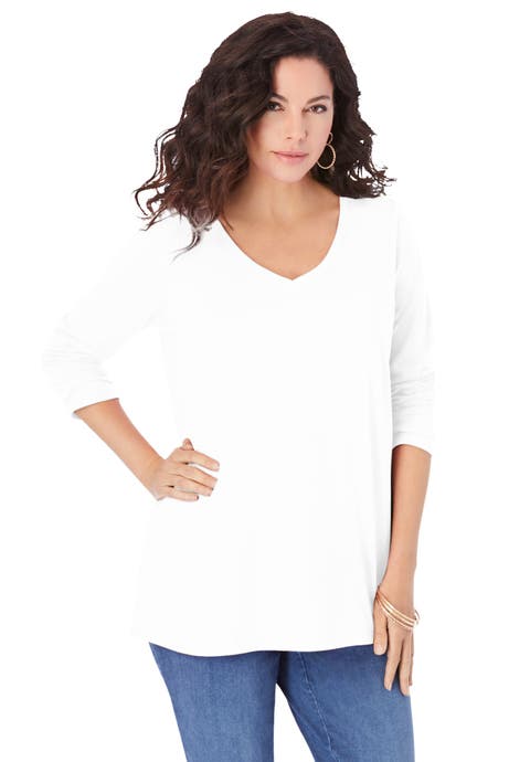 Plus Size Ultimate Long Sleeve V Neck Tee