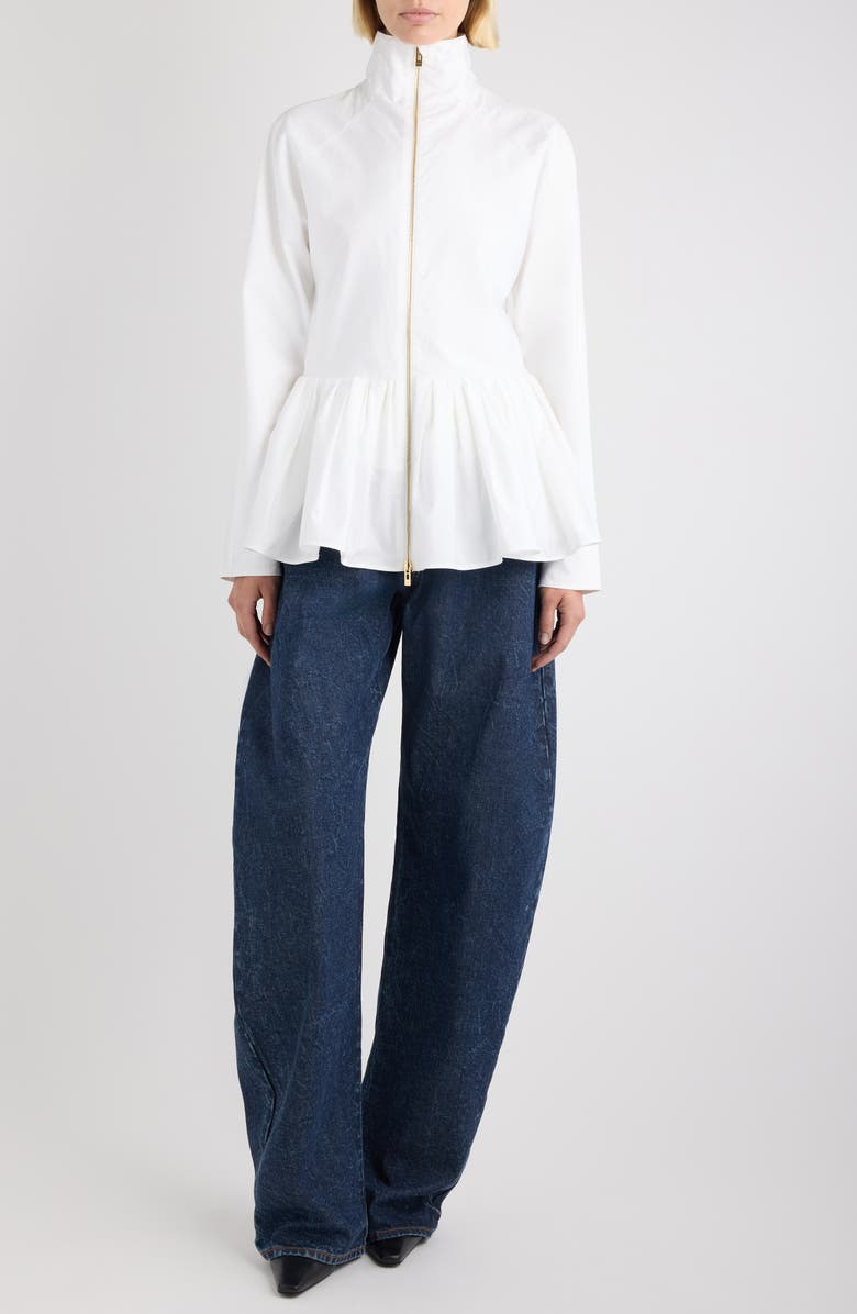 Alaïa Cotton Peplum Jacket, Alternate, color, Blanc