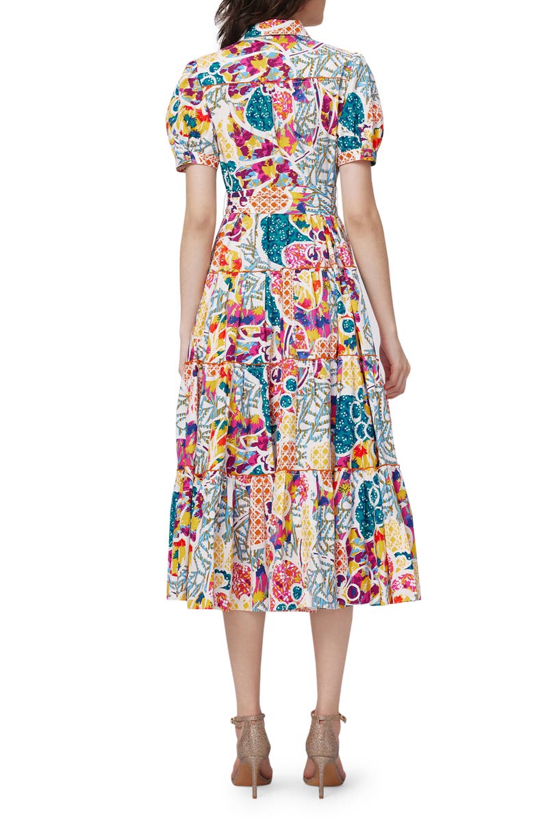 DVF Queena Tie Belt Stretch Cotton Midi Dress, Alternate, color, 