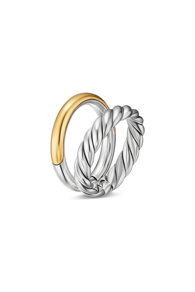 DY Mercer® Two Row Ring in Sterling Silver with 18K Yellow Gold, 8mm, Alternate, color, NO COLOR